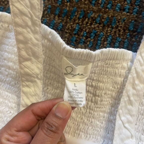 Japna Women's Maxi White Sundress Tired 100% Cotton W/ Lining Dress Size L - Picture 4 of 10